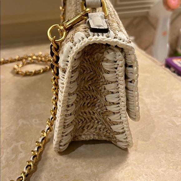 Tory Burch Woven Crossbody Bag in Tan and White - Picture 13 of 13